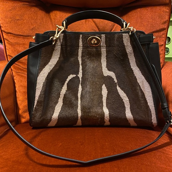 Coach Women’s Handbag Satchel/Shoulder Gramercy Calf Hair Leather Zebra Stripe - Picture 7 of 13